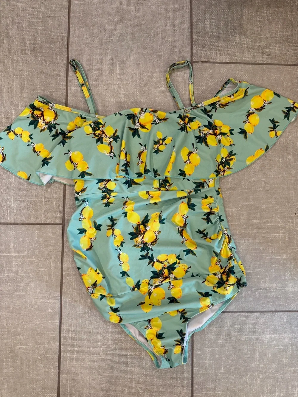 Maternity Lemon Print One-Piece Swimsuit - like new!